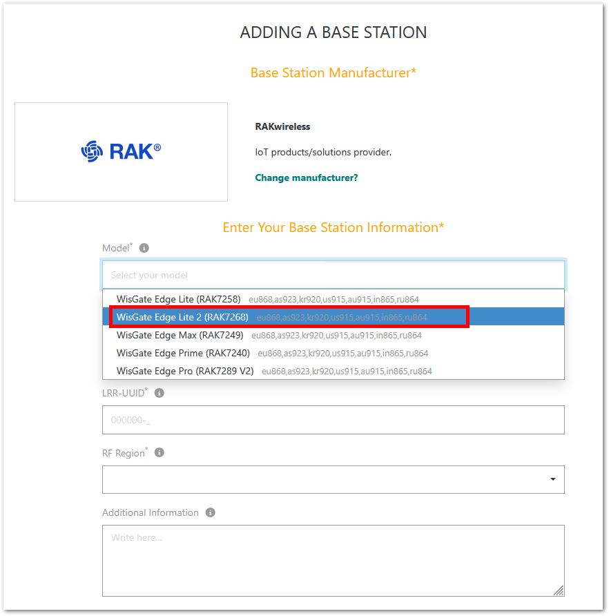 Select Base Station Information