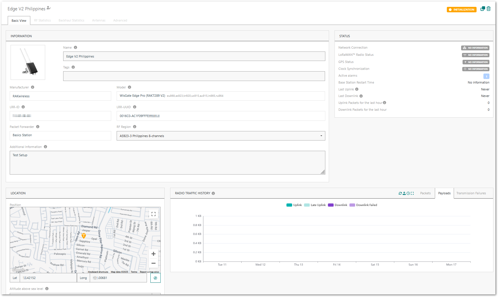 Actility Gateway Initialization