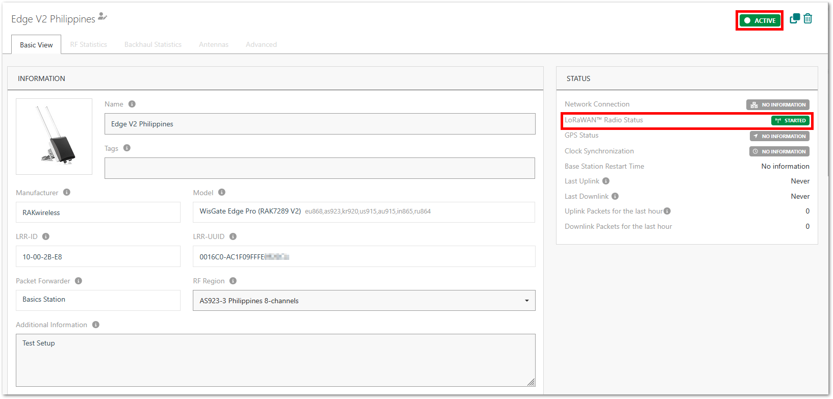 Active Gateway Connection in Actility