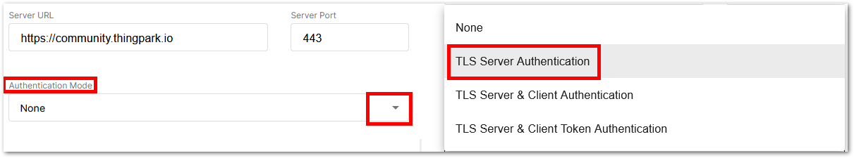 Select Authentication Mode TLS