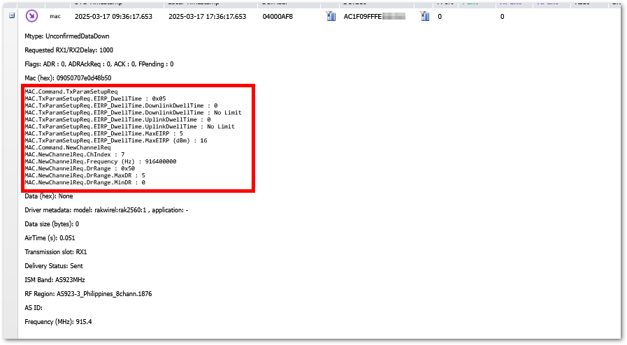 Cflist, dwell, and MAC Information