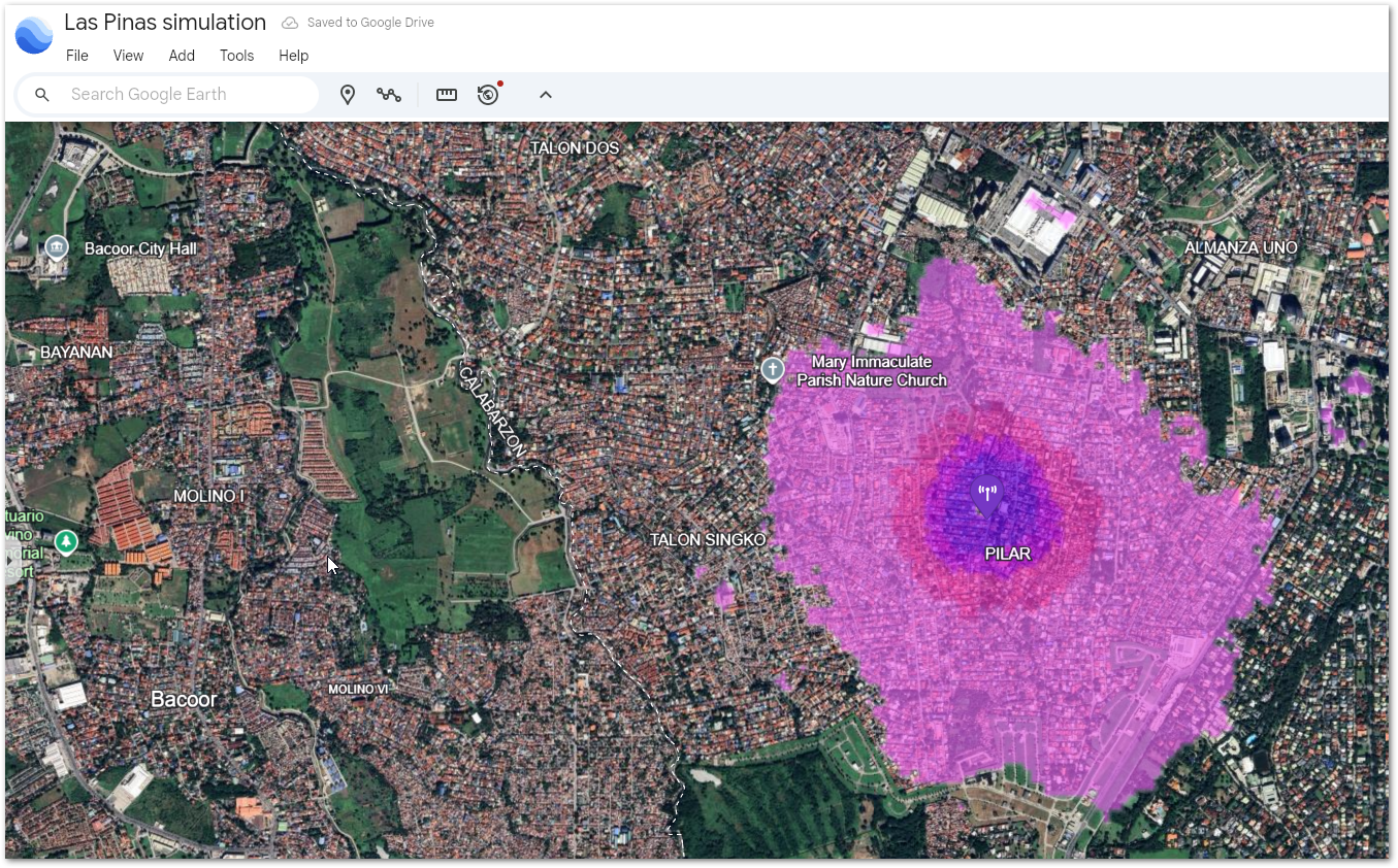 KMZ file uploaded to Google Earth