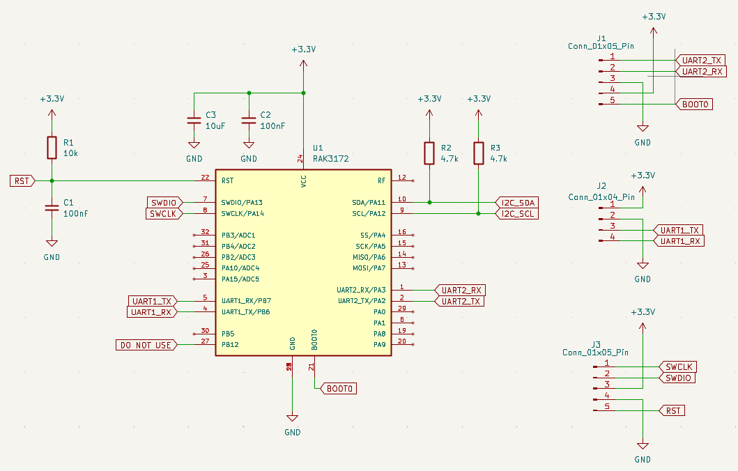 RAK3172 Schematic in KiCad