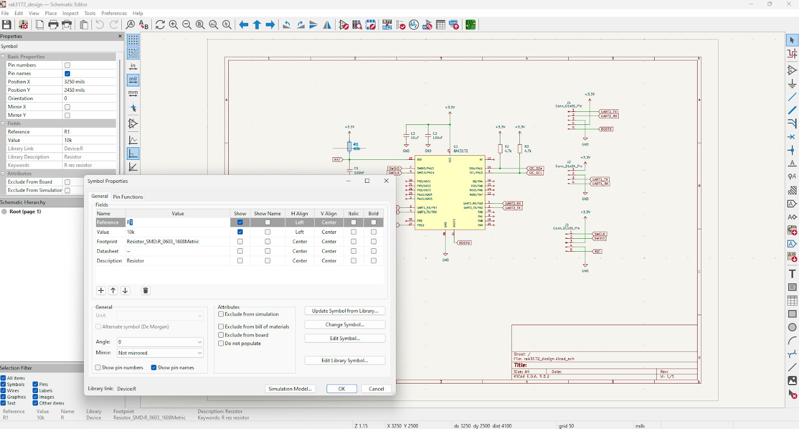 RAK3172 Imported on KiCad