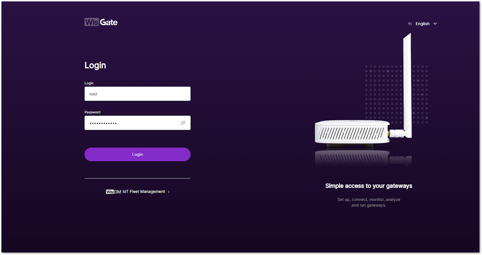 WisGateOS 2 web UI login page
