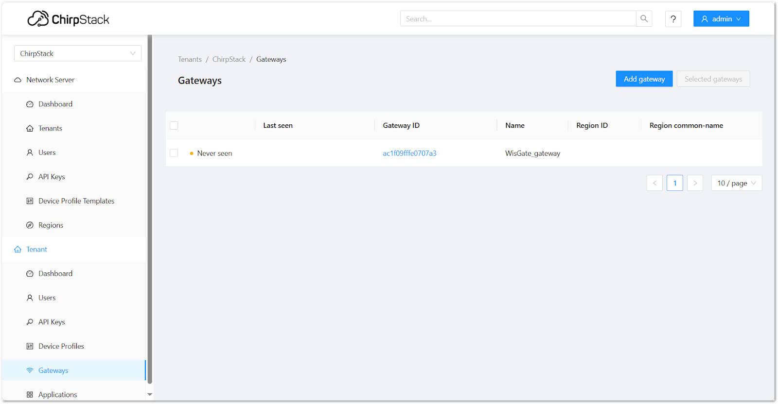 View the gateway list in ChirpStack v4