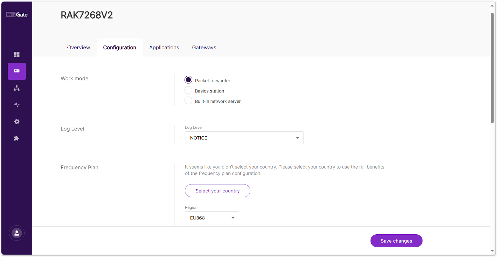 Setting Packet Forwarder Mode