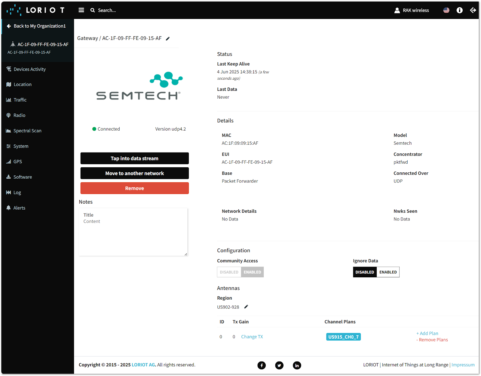 Gateway connected status