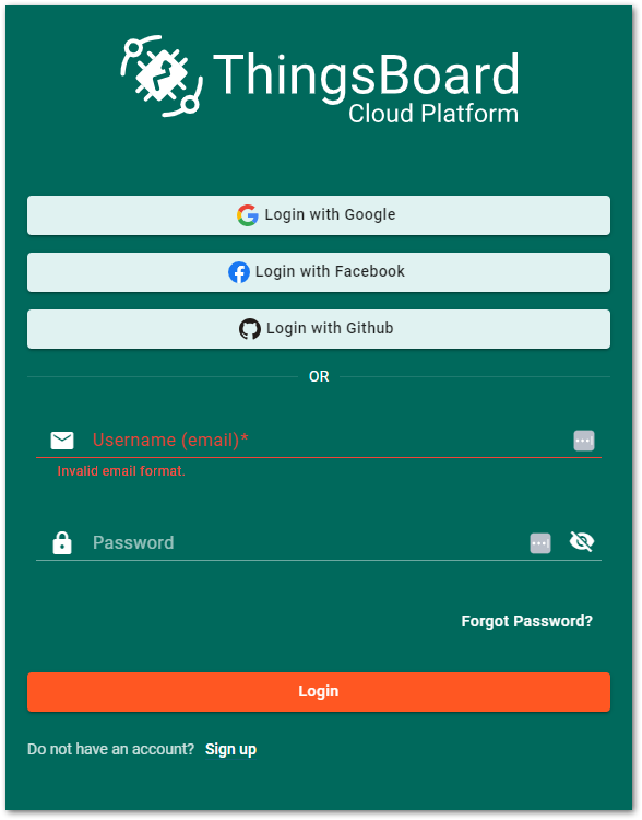 Login to ThingsBoard