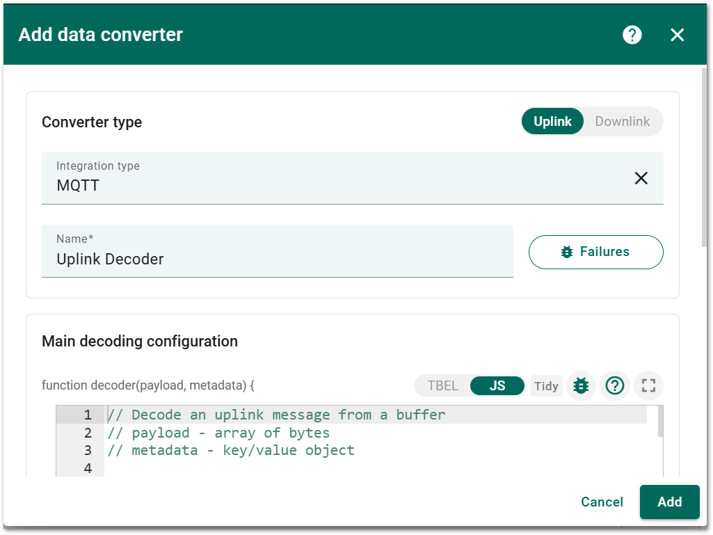 ThingsBoard Decoder Page