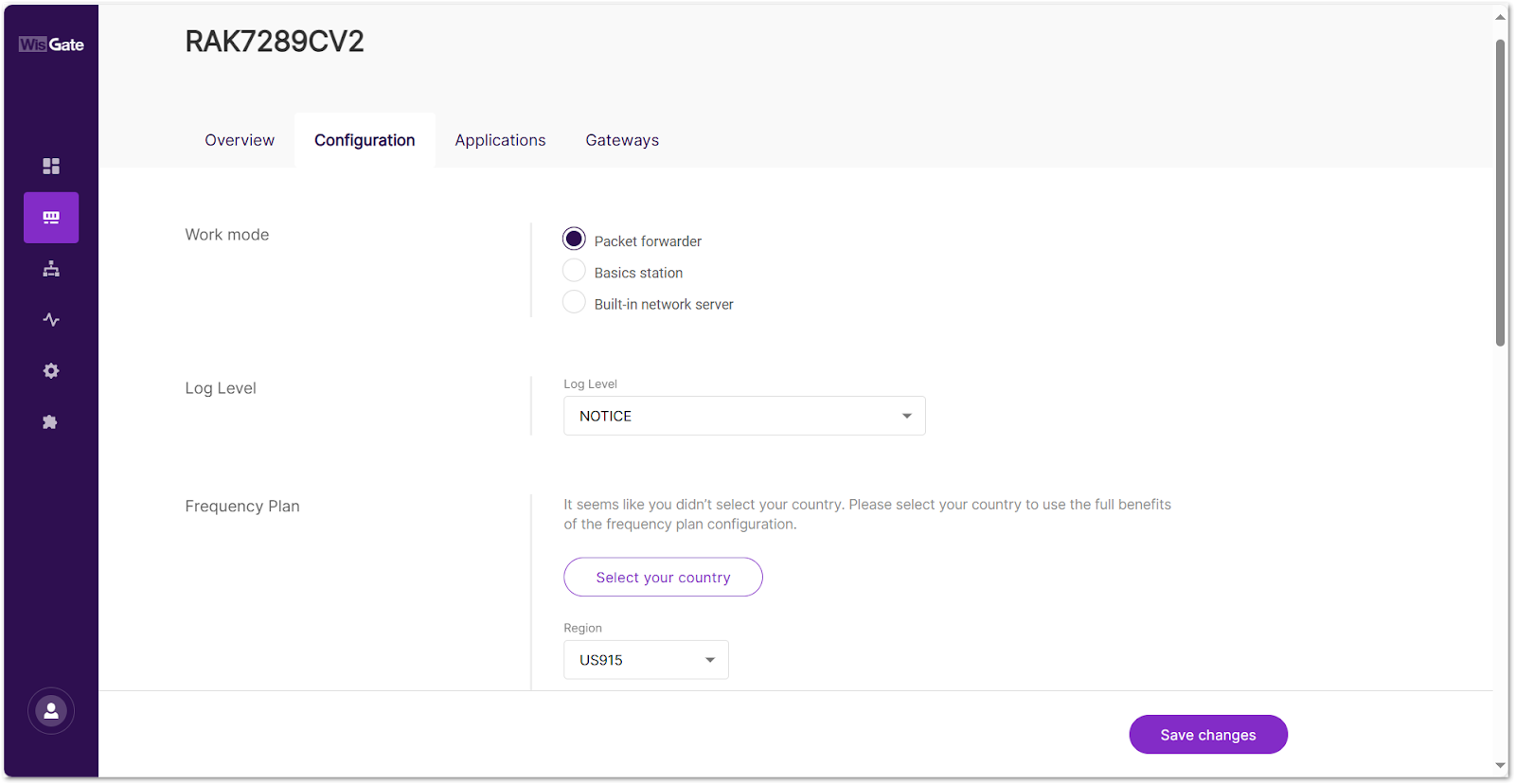 Packet Forwarder mode