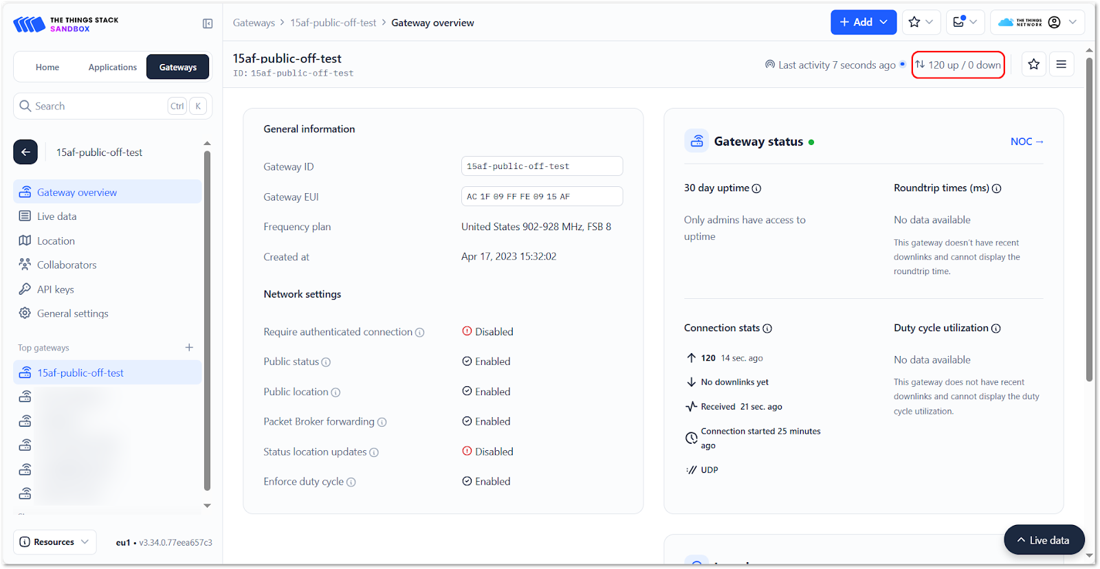 Uplink/Downlink status