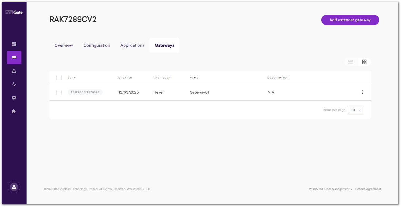 Click Add extender gateway
