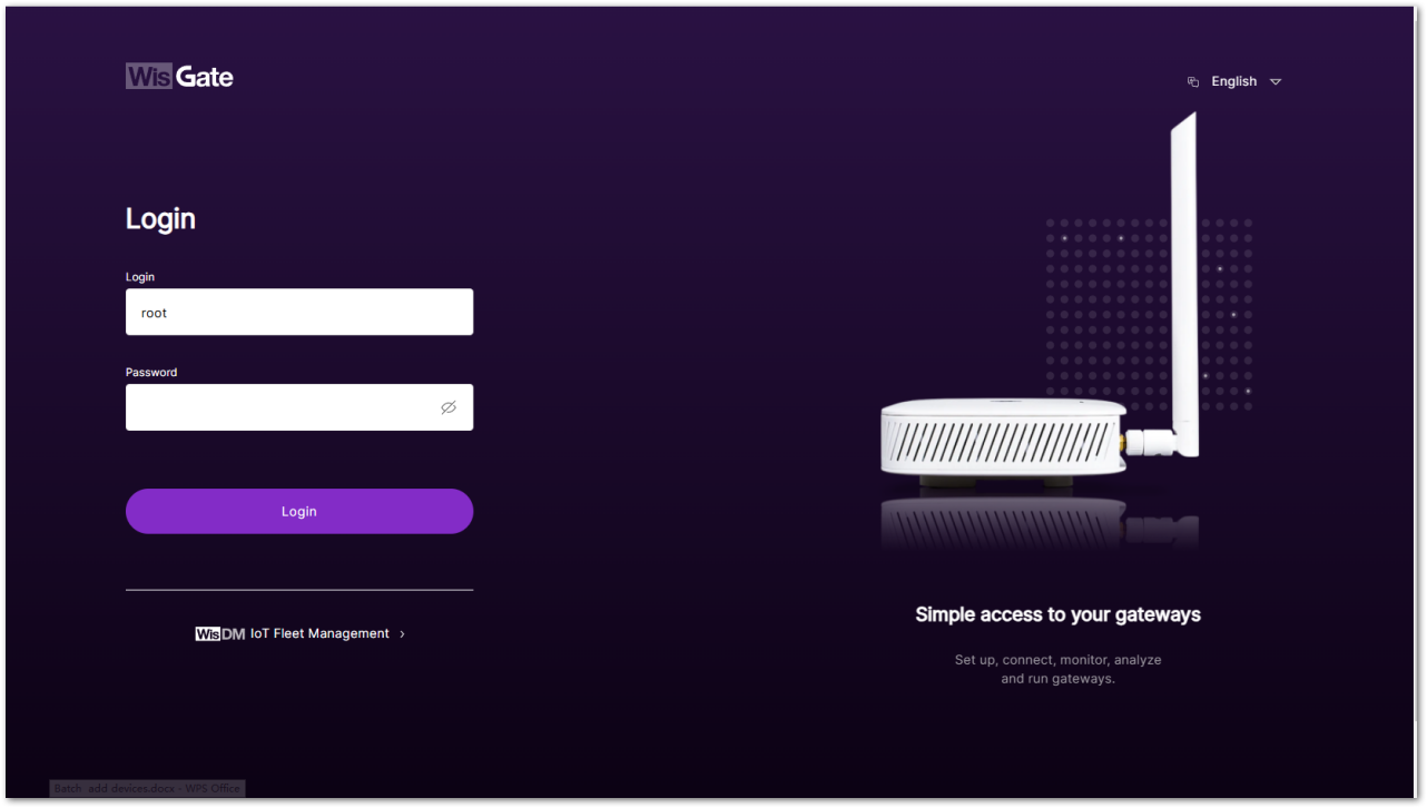 Web UI Login for WisGateOS 2