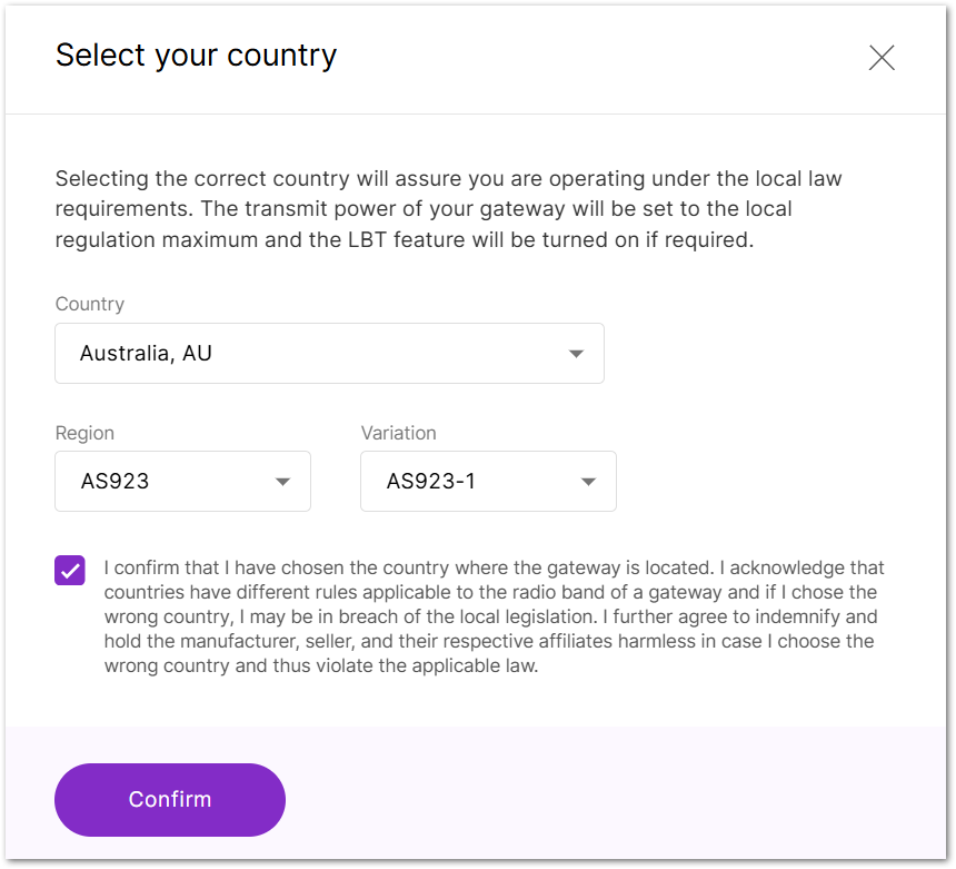 Select country, Region and Variations on WisGateOS 2