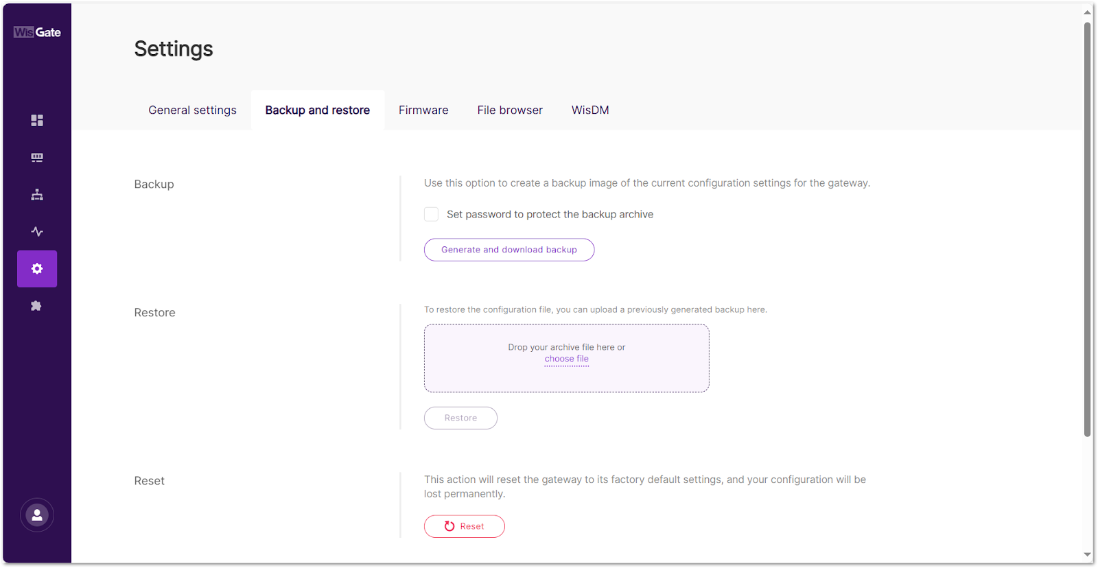 Backup and Restore Dashboard