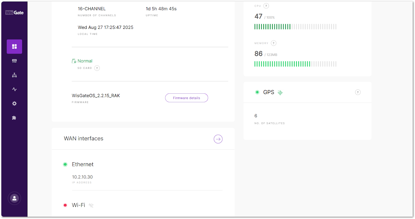 Main Dashboard With GPS Satellites Count