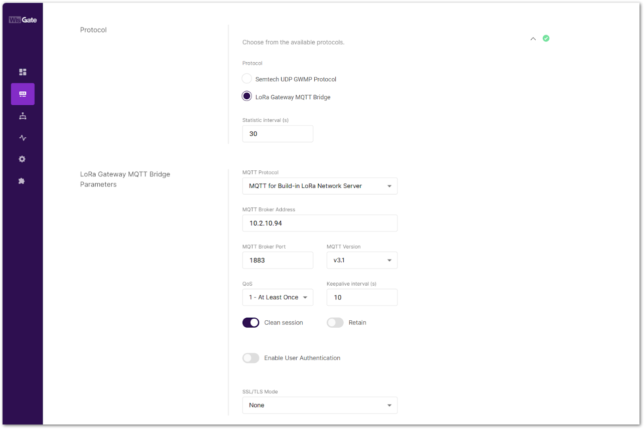 Lora Gateway MQTT Bridge Parameters