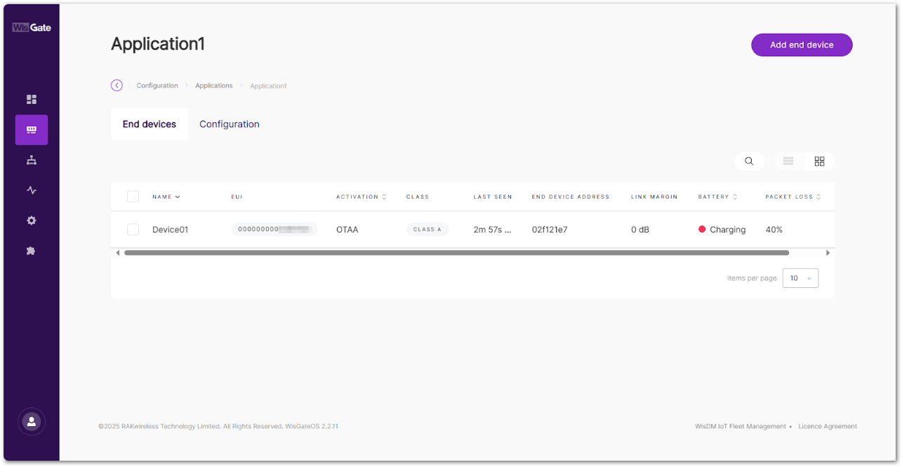 WisGateOS 2 End Devices Page